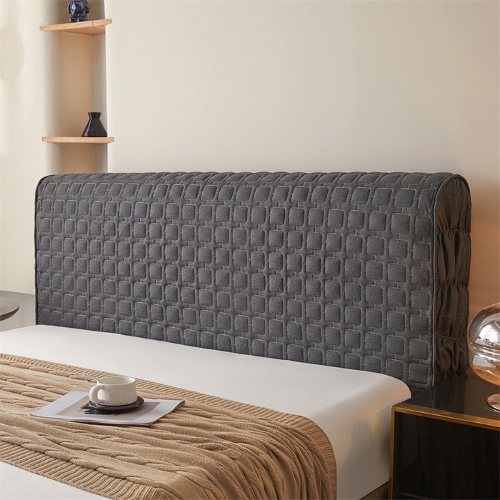 91家纺网 家纺一手货源 找家纺 情恒家纺 2025新款麻布全包床头罩 麻布-墨青灰