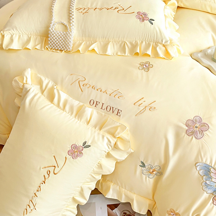 91家纺网 家纺一手货源 找家纺 （总）可以家居 2025新款澳棉韩版绣花花边款四件套-小甜心