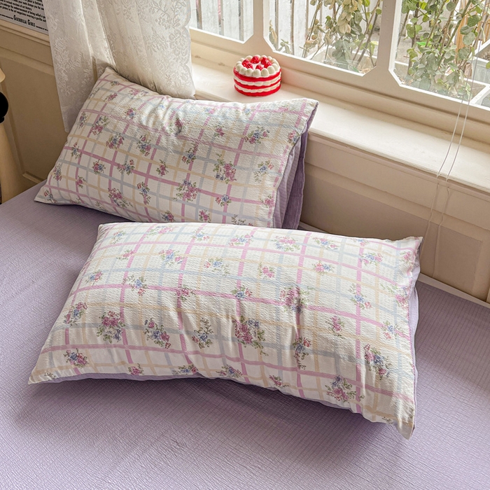 91家纺网 家纺一手货源 找家纺 一比一 2026新款云感皱皱双层纱四件套-简单款 时恋