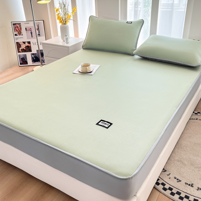 91家纺网 家纺一手货源 找家纺 子曰 2025新款A类高分子PE小清新凉感席系列-床笠款 小清新-绿