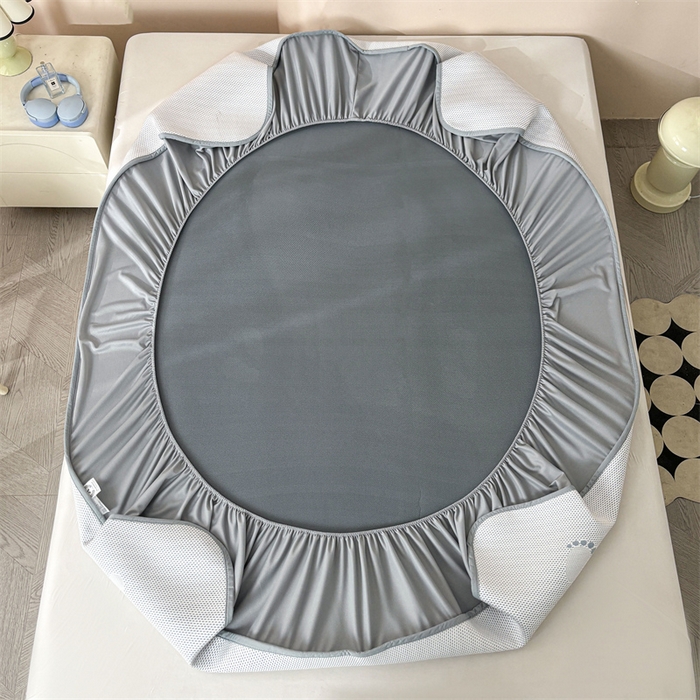 91家纺网 家纺一手货源 找家纺 雯豆家纺 2025新款PE凉感提花冰丝床笠三件套全包中分子床罩床垫保护套 小脚印-床笠款