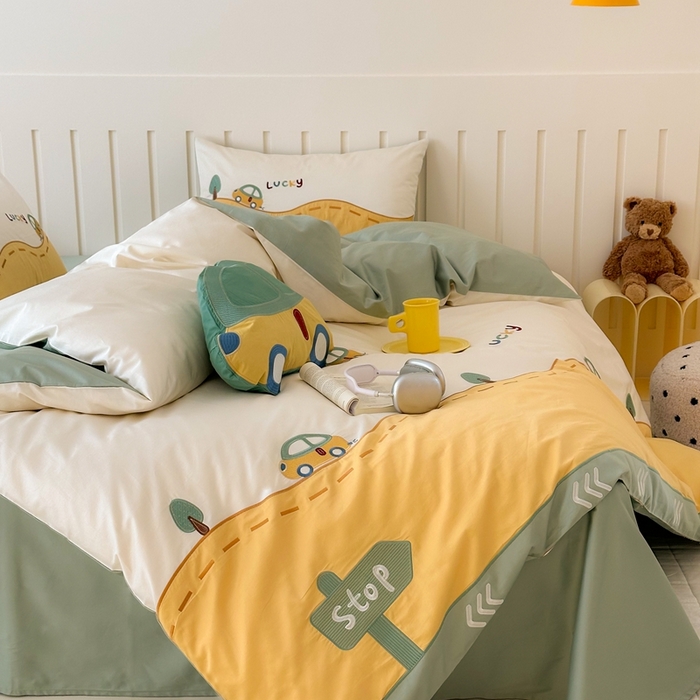 91家纺网 家纺一手货源 找家纺 （总）西西家居 2025新款100支澳棉纯棉四件套-汽车小队