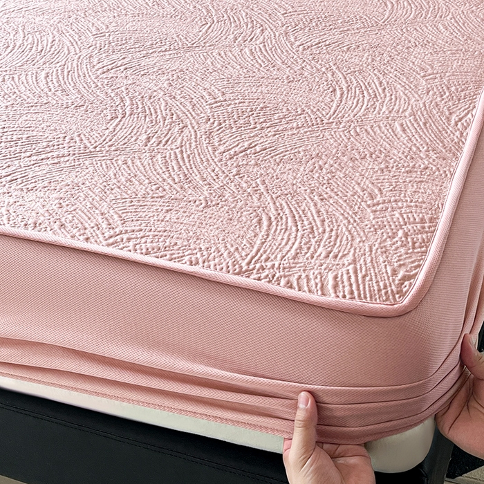 91家纺网 家纺一手货源 找家纺 蓝邻家纺 2025新款PE提花床笠凉席-涂鸦系列 涂鸦-粉