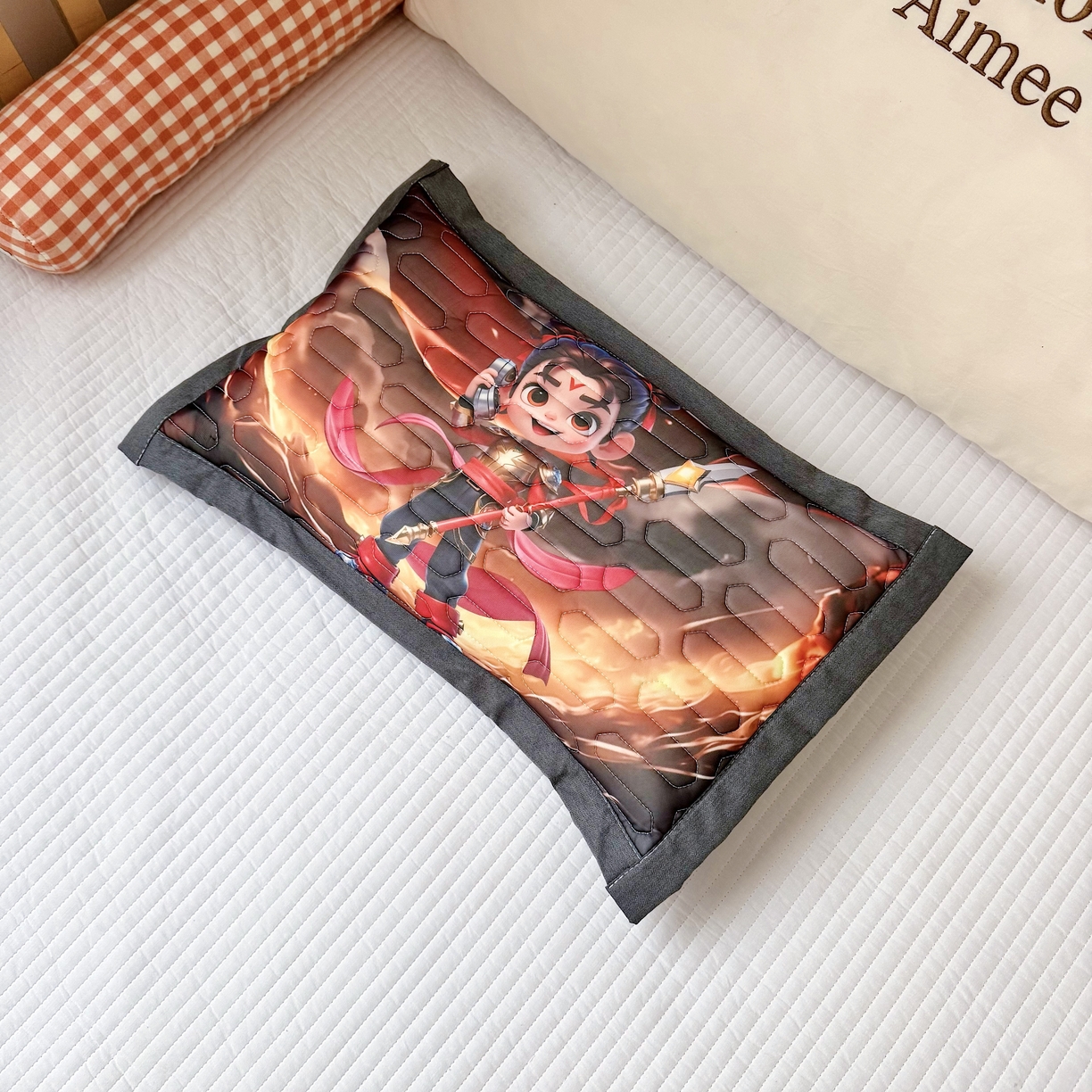 91家纺网 家纺一手货源 找家纺 纽乐家纺 2025新款卡通5D数码印花哪吒周边儿童冰丝乳胶凉枕枕套枕芯 哪吒-5