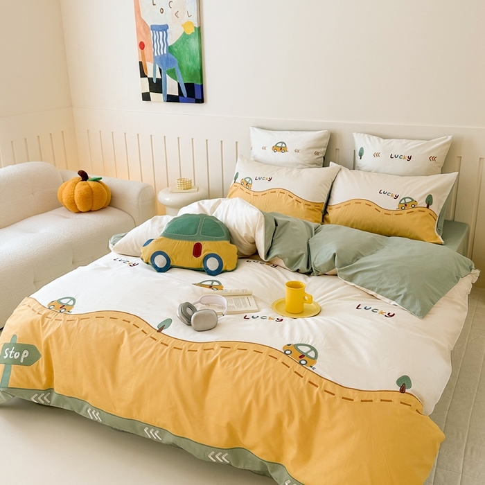 91家纺网 家纺一手货源 找家纺 （总）西西家居 2025新款100支澳棉纯棉四件套-汽车小队