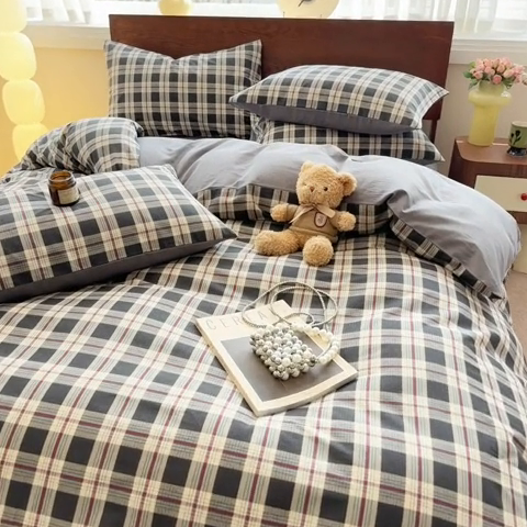 91家纺网 家纺一手货源 找家纺 呗旺鹿 2025新款学生季全棉纯棉40支跑量款巴恩风四件套 伯拉德