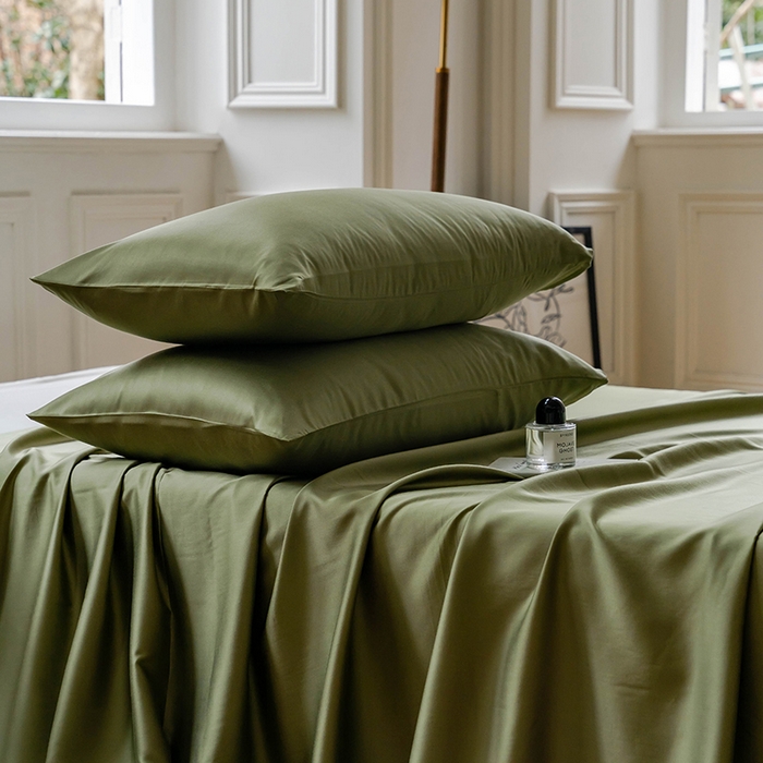 91家纺网 家纺一手货源 找家纺 咏绒家纺工厂店 2025新款60S奥地利兰精天丝轻奢系列-单床单 欧芹绿