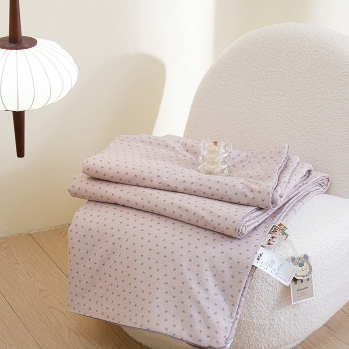 91家纺网 家纺一手货源 找家纺 U被家纺 2025新款全棉双层纱夏凉被茶歇系列 蝶花坊-粉