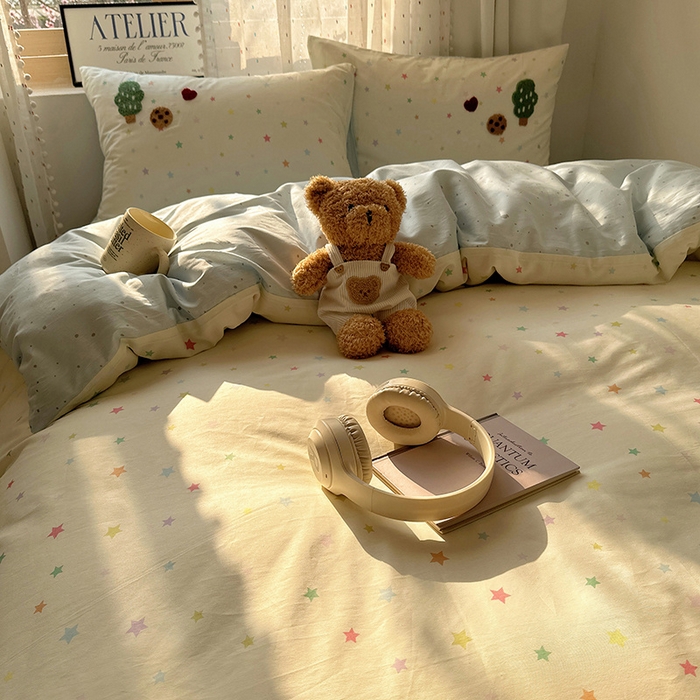 91家纺网 家纺一手货源 找家纺 澳梵家居 2025新款小清新全棉印花毛巾绣四件套 小黑猫