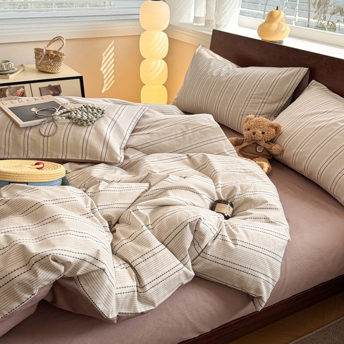 91家纺网 家纺一手货源 找家纺 呗旺鹿 2025新款学生季全棉纯棉40支跑量款巴恩风四件套 西塔茶