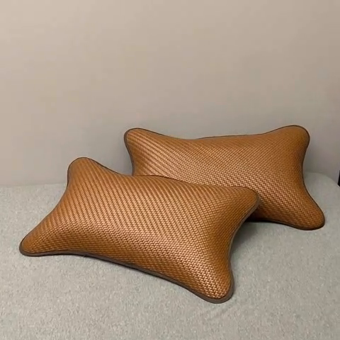 91家纺网 家纺一手货源 找家纺 梦叶草 2025新款纯色冰藤全荞麦枕夏凉凉感枕芯冰丝冰藤枕头 纯色冰藤全荞麦枕-咖色35*55cm