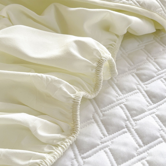 91家纺网 家纺一手货源 找家纺 万盛家纺 2025新款夹棉恐龙刺绣床笠 恐龙-菱形格 白