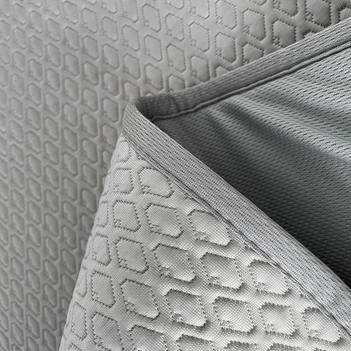 91家纺网 家纺一手货源 找家纺 欧邦 2025新款提花冰豆豆凉席三件套-幸运草 床笠款-幸运草-灰