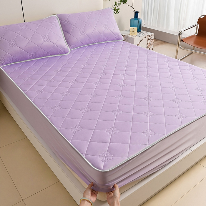 91家纺网 家纺一手货源 找家纺 2025新款清凉舒适凉感丝夏被四件套 浅紫