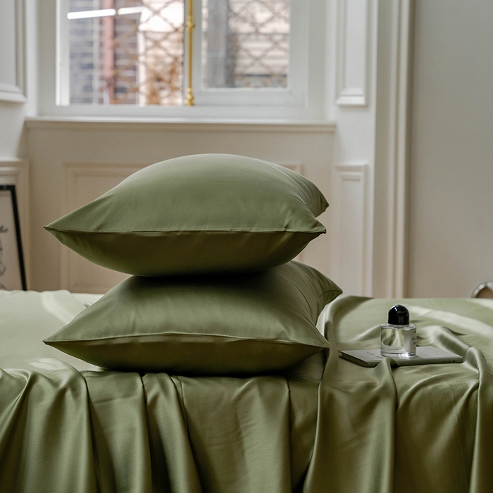 91家纺网 家纺一手货源 找家纺 咏绒家纺工厂店 2025新款60S奥地利兰精天丝轻奢系列-单床单 欧芹绿