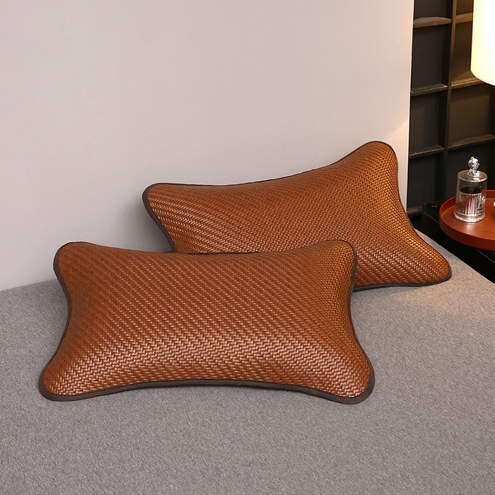 91家纺网 家纺一手货源 找家纺 梦叶草 2025新款纯色冰藤全荞麦枕夏凉凉感枕芯冰丝冰藤枕头 纯色冰藤全荞麦枕-咖色35*55cm