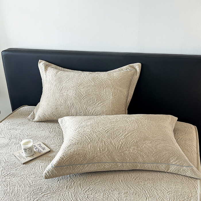 91家纺网 家纺一手货源 找家纺 蓝邻家纺 2025新款PE提花床笠凉席-涂鸦系列 涂鸦-香槟