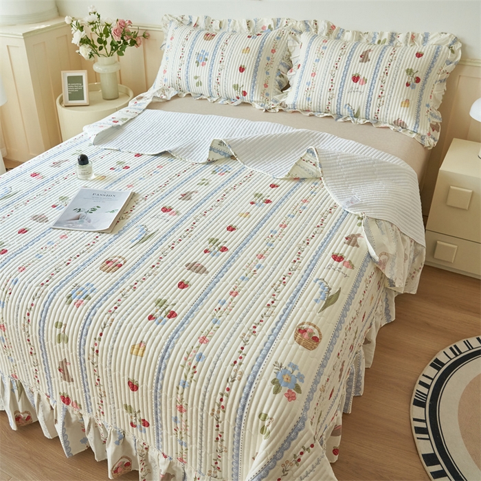 91家纺网 家纺一手货源 找家纺 恒爱家纺 2024新款全棉甜美少女单床盖 越畔之思