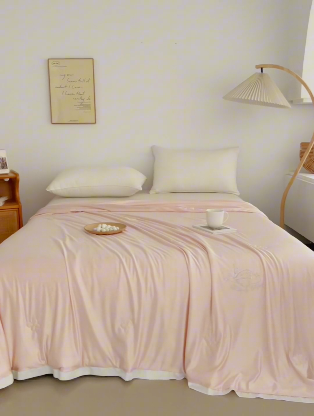 91家纺网 家纺一手货源 找家纺 野马寝具跨境电商专供 2025新款森氧冰蚕蚕丝被 粉色