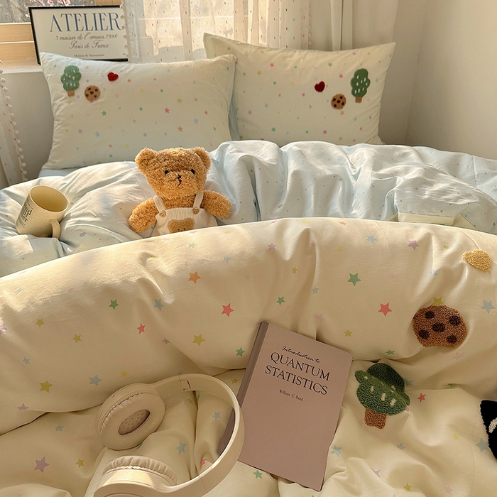 91家纺网 家纺一手货源 找家纺 澳梵家居 2025新款小清新全棉印花毛巾绣四件套 小黑猫