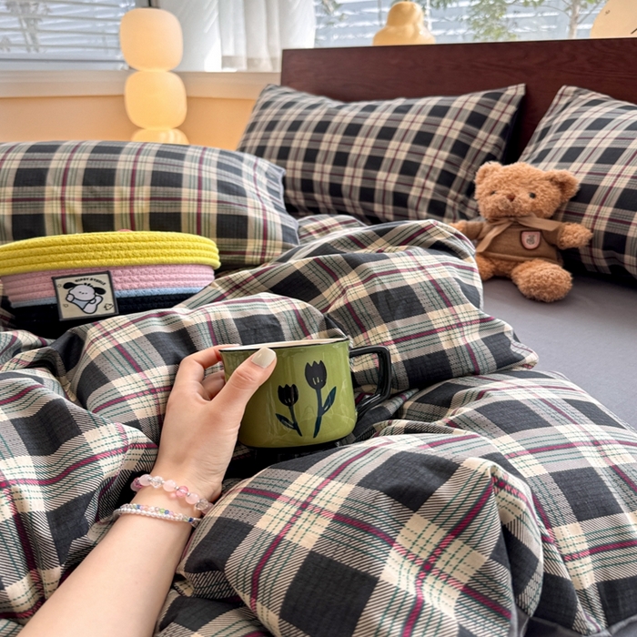 91家纺网 家纺一手货源 找家纺 （总）呗旺鹿 2025新款学生季全棉纯棉40支跑量款巴恩风四件套