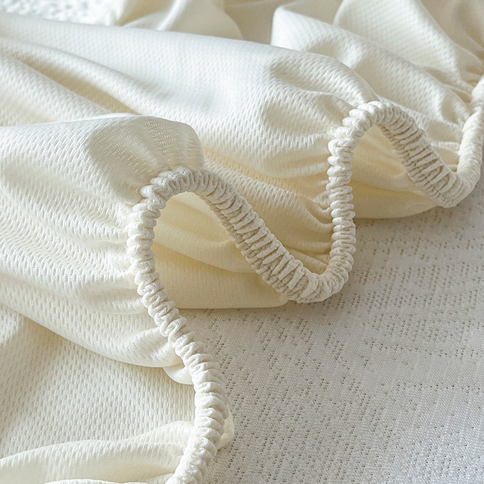 91家纺网 家纺一手货源 找家纺 蓝邻家纺 2025新款PE提花床笠凉席-涂鸦系列 涂鸦-米白