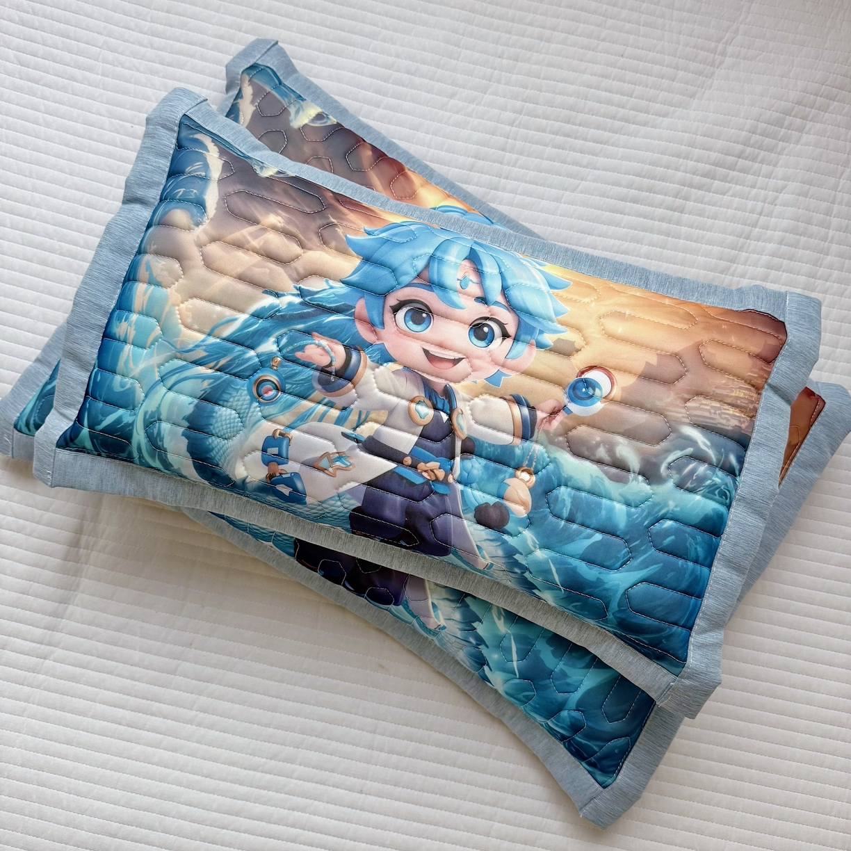 91家纺网 家纺一手货源 找家纺 纽乐家纺 2025新款卡通5D数码印花哪吒周边儿童冰丝乳胶凉枕枕套枕芯 哪吒-4