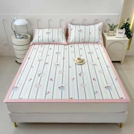 91家纺网 家纺一手货源 找家纺 （总）倾慕家纺 2025年新款600D丝滑冰丝凉席-床席款