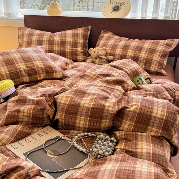 91家纺网 家纺一手货源 找家纺 呗旺鹿 2025新款学生季全棉纯棉40支跑量款巴恩风四件套 洛可可