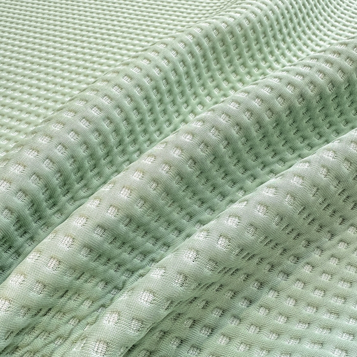 91家纺网 家纺一手货源 找家纺 德比尔斯  2025新款乙纶华夫格刺绣熊猫漫野冰豆豆凉席-漫野系列 果绿-床席款