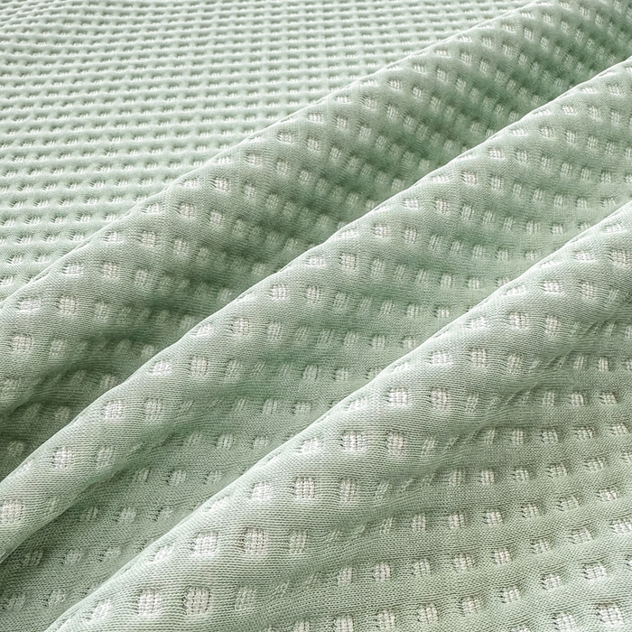 91家纺网 家纺一手货源 找家纺 德比尔斯  2025新款乙纶华夫格刺绣熊猫漫野冰豆豆凉席-漫野系列 果绿-床笠款