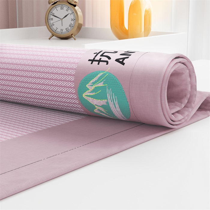 91家纺网 家纺一手货源 找家纺 爱宝被业 2025新款亲肤凉感抗菌冰丝凉席席子 盛夏粉