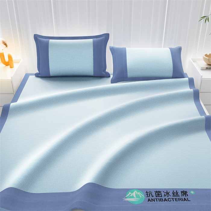 91家纺网 家纺一手货源 找家纺 爱宝被业 2025新款亲肤凉感抗菌冰丝凉席席子 天晶蓝