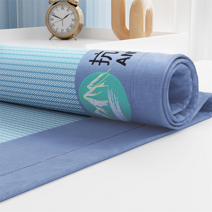 91家纺网 家纺一手货源 找家纺 爱宝被业 2025新款亲肤凉感抗菌冰丝凉席席子 天晶蓝