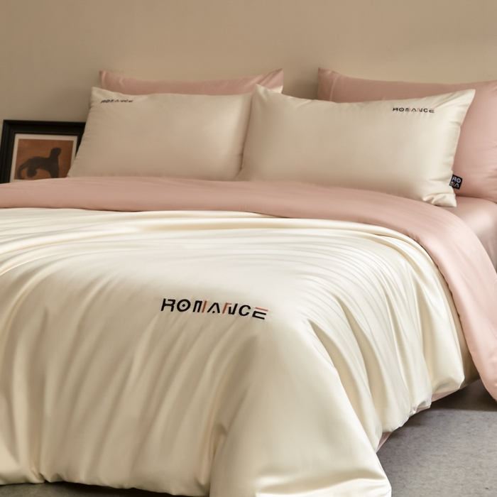 618家纺 2025新款A类全棉60S100支纯棉长绒棉四件套系列 简爱白桃