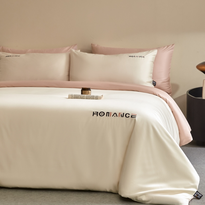 91家纺网 家纺一手货源 找家纺 618家纺 2025新款A类全棉60S100支纯棉长绒棉四件套系列 简爱白桃