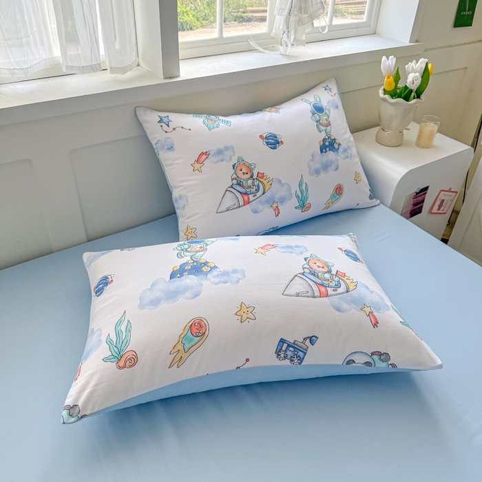 91家纺网 家纺一手货源 找家纺 优卡迪家纺馆 【下载文件夹包含买家秀】2025春夏新款针织棉双层纱夏被夏凉被空调被四件套 遨游