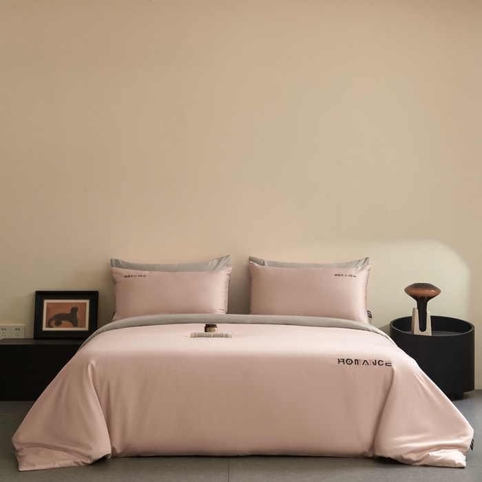 91家纺网 家纺一手货源 找家纺 618家纺 2025新款A类全棉60S100支纯棉长绒棉四件套系列 简爱粉灰