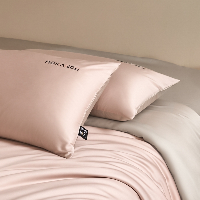 91家纺网 家纺一手货源 找家纺 618家纺 2025新款A类全棉60S100支纯棉长绒棉四件套系列 简爱粉灰