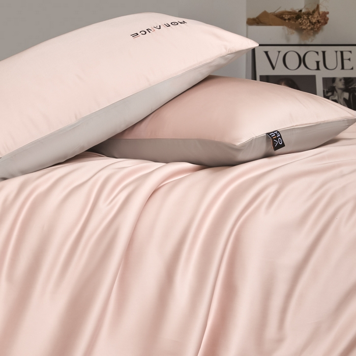 91家纺网 家纺一手货源 找家纺 618家纺 2025新款A类全棉60S100支纯棉长绒棉四件套系列 简爱粉灰