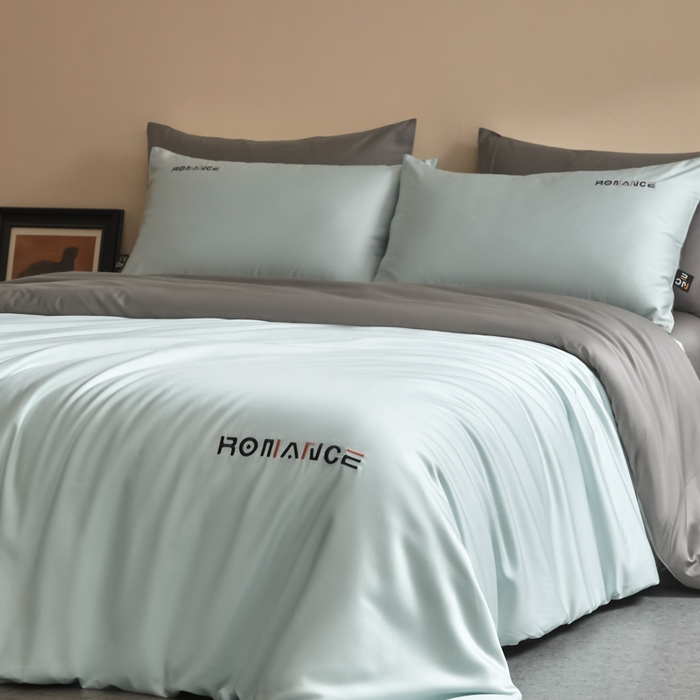 618家纺 2025新款A类全棉60S100支纯棉长绒棉四件套系列 简爱蓝灰