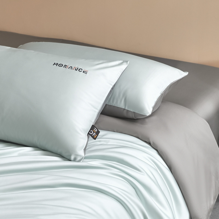 91家纺网 家纺一手货源 找家纺 618家纺 2025新款A类全棉60S100支纯棉长绒棉四件套系列 简爱蓝灰