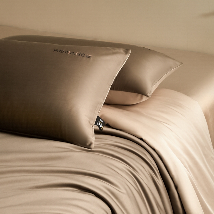 91家纺网 家纺一手货源 找家纺 618家纺 2025新款A类全棉60S100支纯棉长绒棉四件套系列 简爱米棕