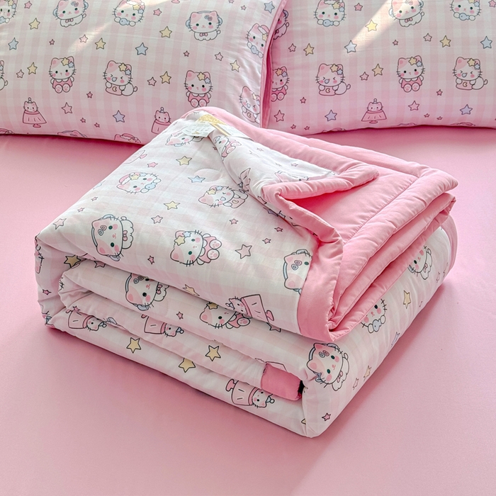 91家纺网 家纺一手货源 找家纺 优卡迪家纺馆 【下载文件夹包含买家秀】2025春夏新款针织棉双层纱夏被夏凉被空调被四件套 知音