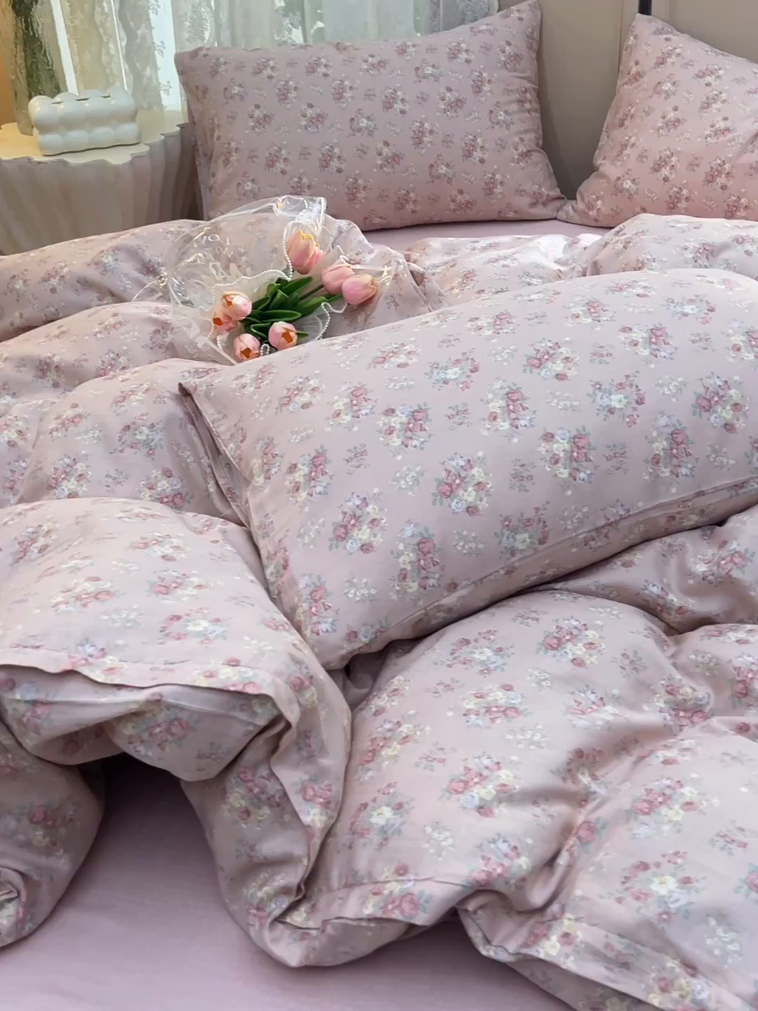 91家纺网 家纺一手货源 找家纺 乐窝家纺仓储 2025新款A类母婴级有氧全棉纯棉双层纱纯棉印花四件套 安娜