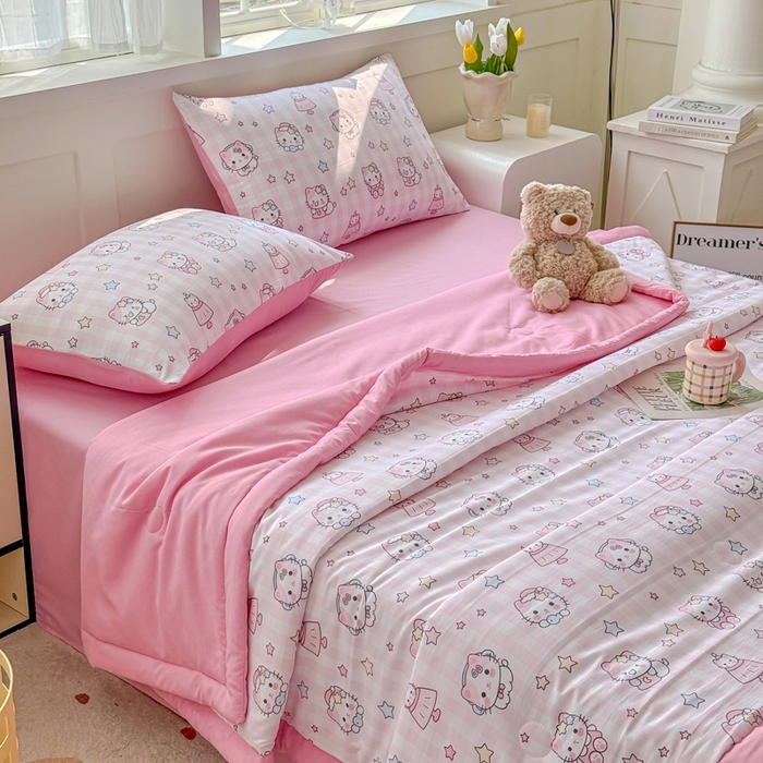 91家纺网 家纺一手货源 找家纺 优卡迪家纺馆 【下载文件夹包含买家秀】2025春夏新款针织棉双层纱夏被夏凉被空调被四件套 知音