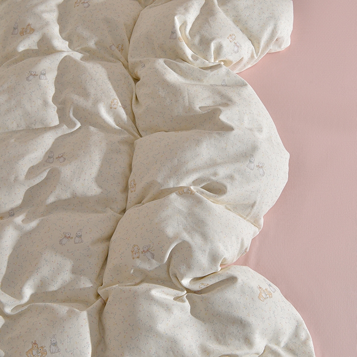 91家纺网 家纺一手货源 找家纺 乐窝家纺仓储 2025新款A类母婴级有氧全棉纯棉双层纱纯棉印花四件套 欢乐兔