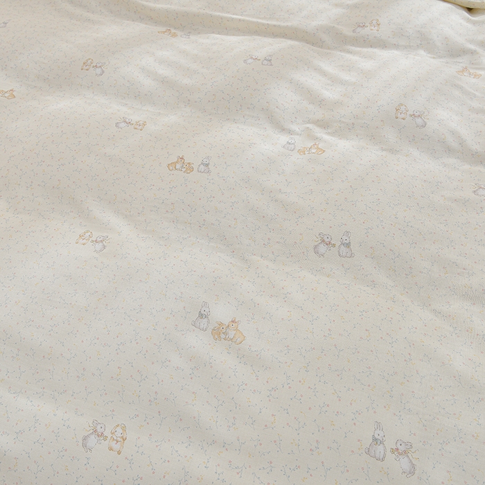 91家纺网 家纺一手货源 找家纺 乐窝家纺仓储 2025新款A类母婴级有氧全棉纯棉双层纱纯棉印花四件套 欢乐兔