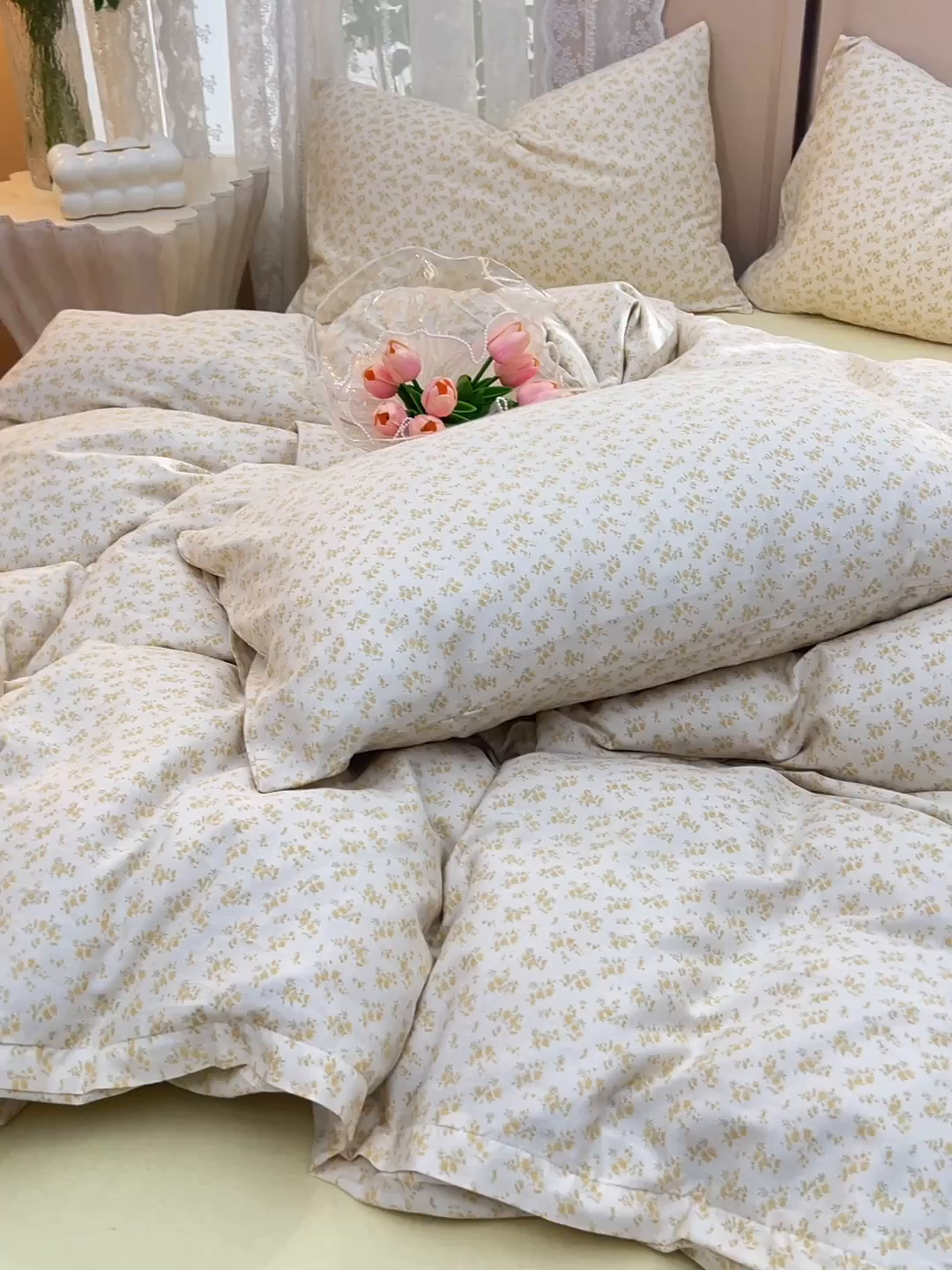 91家纺网 家纺一手货源 找家纺 乐窝家纺仓储 2025新款A类母婴级有氧全棉纯棉双层纱纯棉印花四件套 小晴天