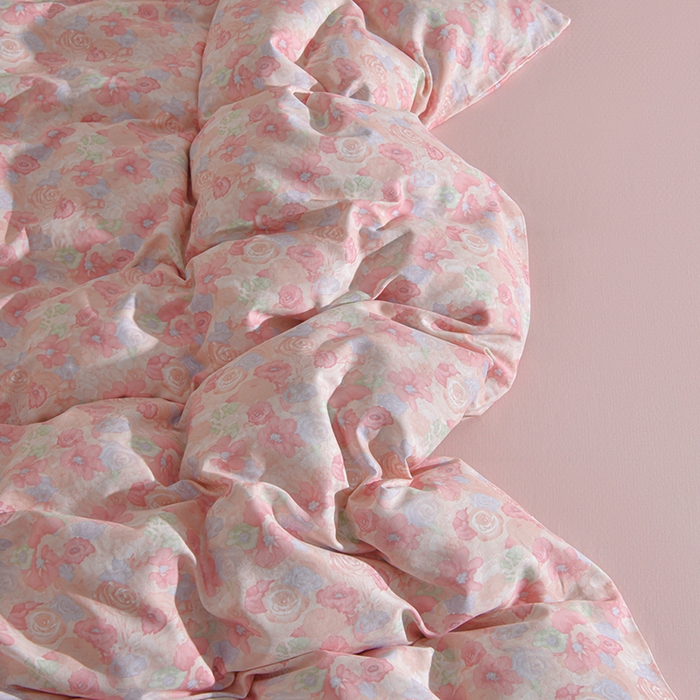 91家纺网 家纺一手货源 找家纺 乐窝家纺仓储 2025新款A类母婴级有氧全棉纯棉双层纱纯棉印花四件套 颜花朝